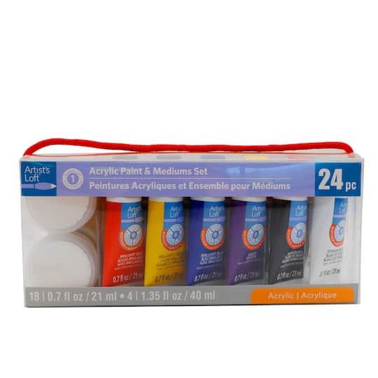12 Pack: 24 Piece Acrylic Paint & Mediums Set By Artist's Loft™